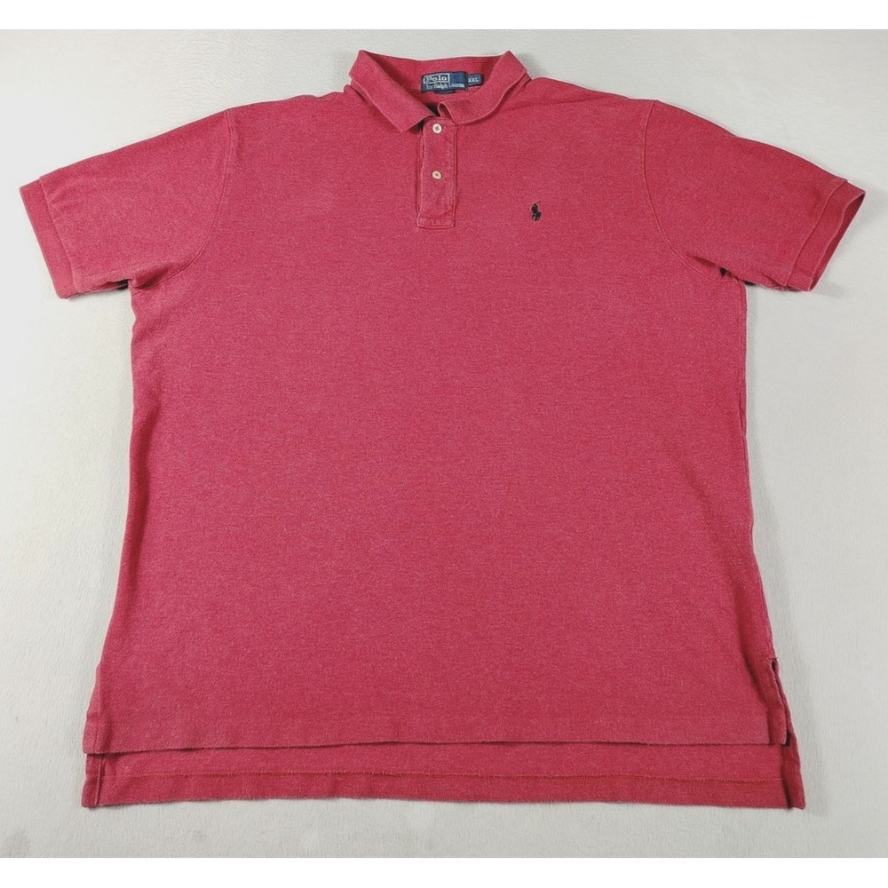 Vintage Polo By Ralph Lauren Polo Shirt Mens 2XL Red Solid Knit Pony Preppy 90s